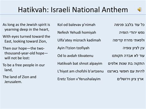 hatikvah lyrics hebrew and english